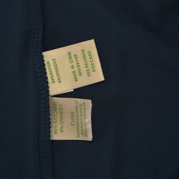 Lilly Pulitzer Blue Faux Wrap Midi Dress L | Long Sleeve Stretch Jersey - Picture 8 of 9